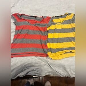 Striped T-Shirts - orange  and Yellow